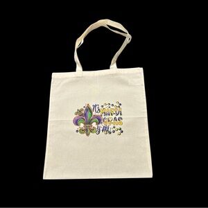 Mardi Gras Canvas Tote Bag - Cream